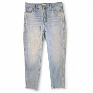 Madewell Stovepipe Jeans high rise slim straight legs raw hem Faded Size 33